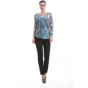 Conquista - Gedessineerde Top - Lange Mouwen - Ronde Hals - Viscose-Elastan