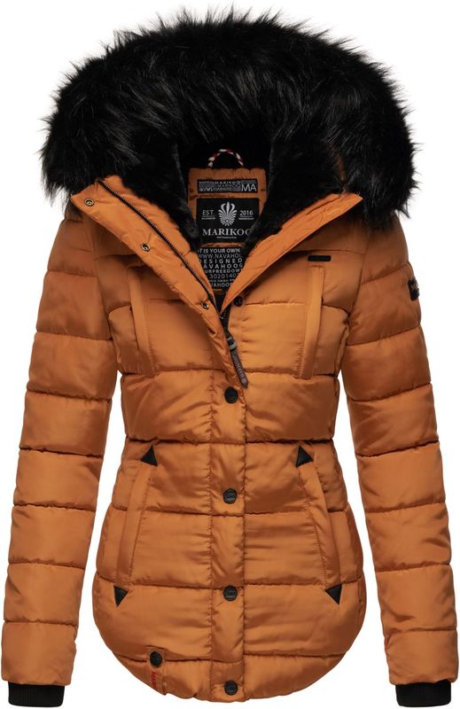 Marikoo - B618 - Winterjas - Zwart - Gewatteerd - Kunstbont