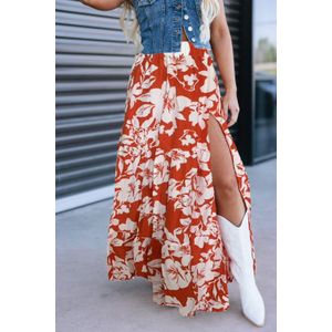 Bloemrijke Split Maxi Rok