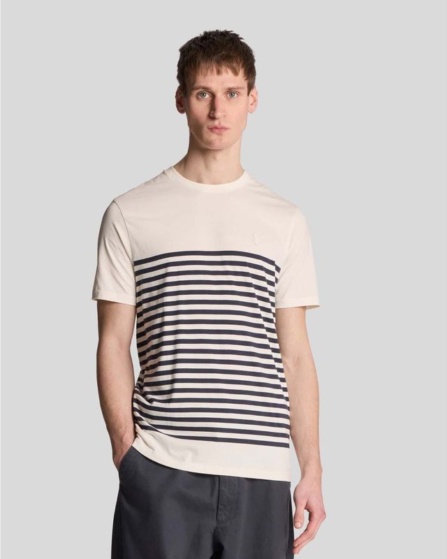 Lyle And Scott - Breton Stripe T-shirt - Wit - Katoen