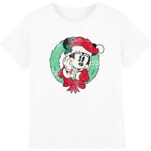Disney Kinderen/kinderen minnie mouse krans kerst-t-shirt