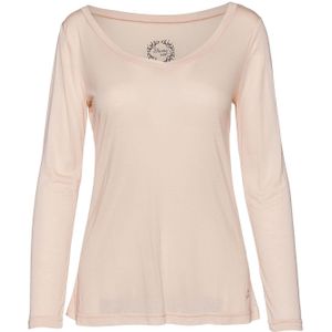 Top - Lichtroze - Jerseystof - Lange Mouwen - Diepe V-halslijn