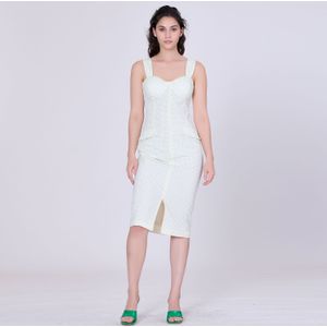 Mouwloze schede -jurk mini -stippen print