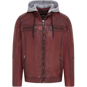 Burten - Biker Jas - Burgundy - Lamsleer - Heren met Capuchon