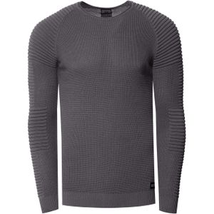 Rusty Neal - Fijngebreide Biker Trui - Slanke Pasvorm - Ronde Hals