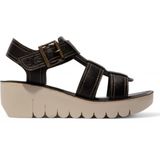 Fly London - YUDD236FLY - Sandalen - Zwart - Leer - Espadrille Platform Wedges