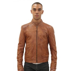 Klassiek - Bikerjack - Lichtbruin - Premium Nappaleer