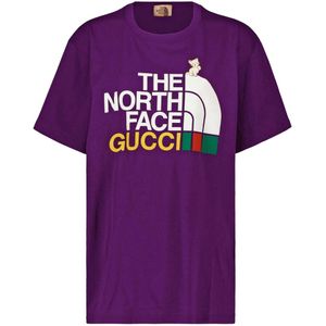 Gucci X The North Face Design paars T-shirt met normale pasvorm