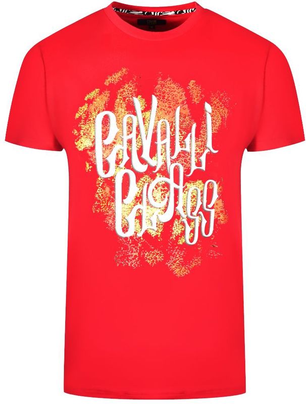 Cavalli Class Bold Logo Rode T-Shirt