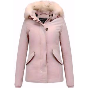 Matogla - Korte Winterjas - Roze - Echte Bontkraag