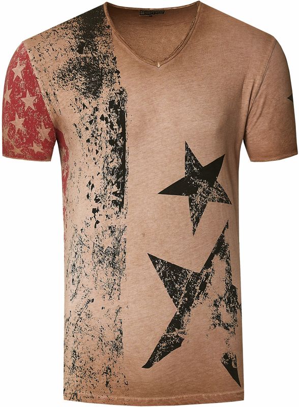 Rusty Neal - T-Shirt - V-Neck - Zwart - 100% Katoen