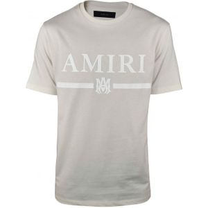 Amiri - T-shirt - Beige - Ronde Kraag - Korte Mouwen - 100% Katoen