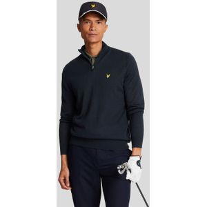 Lyle & Scott Golf 1/4 Zip Wool Blend Trui - Marineblauw