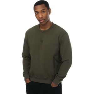 C.P. Company - Gemengd Katoenen Fleece Sweatshirt - Khaki