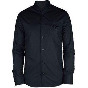 Philipp Plein - Diamond Cut LS Skull-overhemd - Zwart