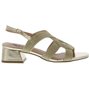 Lisa&jo - Wazka - Sandaal Hak - Lt Gold - Imitatieleer - Gevlochten Detail