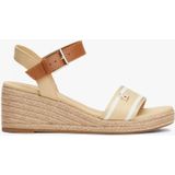 Tommy Hilfiger - Enkelgespsandalen - Beige - Polyester - Sleehak 7 cm