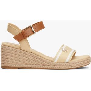 Tommy Hilfiger - Enkelgespsandalen - Beige - Polyester - Sleehak 7 cm