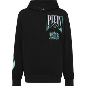 Philipp Plein - Hooded Sweatshirt Racing - Zwart - Fleece van Katoen