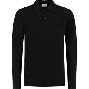 Pure Path - Pullover - Zwart - Loose Fit Polo Towel Knitwear