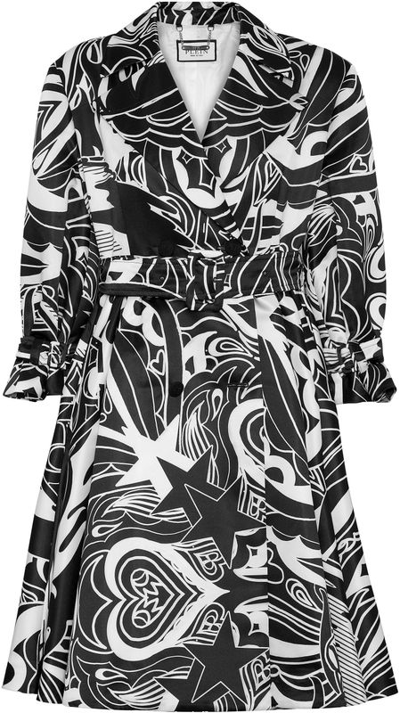 Philipp Plein - Trenchcoat Circus - Zwart - Duchesse-satijn - 3/4 Mouwen