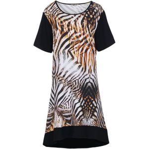 Jerseyjurken - Tijgerprint - Korte Mouwen - Ronde Halslijn - Oversized