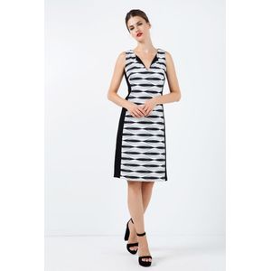 Conquista - Mouwloze Jurk - Zwart-wit - A-lijn