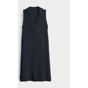 Opus - Wika - Midi Jurk - Navy - 71% Viscose en 29% Linnen