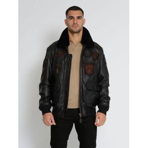 Top Gun - TG2023004 - Leren Jas - Met Lamsleren Kraag