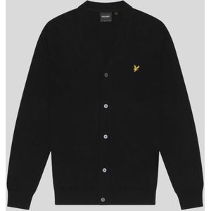 Lyle & Scott Katoenen Merino V-Hals Cardigan - Zwart