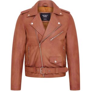 Heren - Brando - Leren Bikerjack - Tan