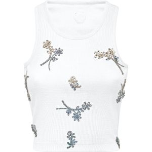 Philipp Plein - Jersey Rib Tanktop Flowers - Lichtgrijs - Mouwloos