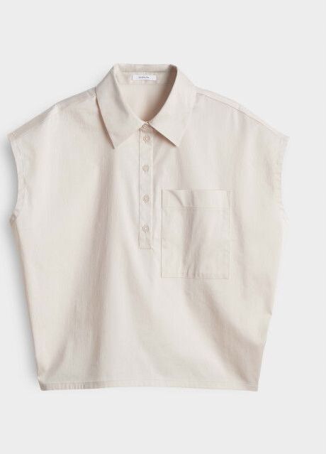 Opus - Top - Ecru - Korte Mouw