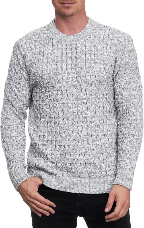 Rusty Neal - Grof Gebreide Trui - Ronde Hals - Zwart - Casual Pasvorm