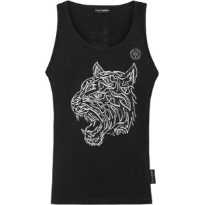 Plein Sport - Tank Top Tiger - Zwart - Katoen - Mouwloos