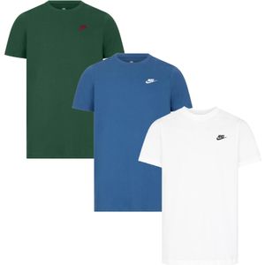 Nike - Sportswear Club - T-shirts - Groen - Blauw - Wit - 3-pack