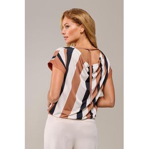 Benza - Print Top - Zwart - Jersey Ontwerp - Watervalhals