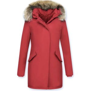 TheBrand - Parka Jas - Rood - Slim Fit - Met Bontkraag