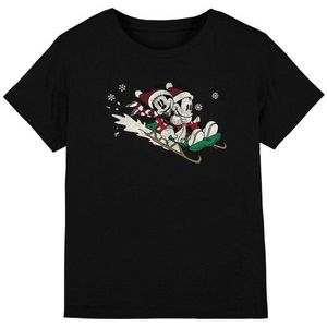Disney Kinderen/kinderen sleeën voor kerstmis mickey & minnie mouse t-shirt