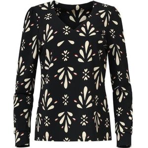 Smashed Lemon - Getailleerde Top - Zwart en Wit - Ornamentaal Print - Travelkwaliteit