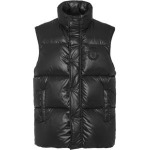 Kort Vest - Nylon Puffervest - Zwart - 90% Ganzendons - Hoog Nekontwerp