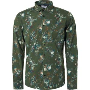 No Excess Shirt stretch allover printed dark green