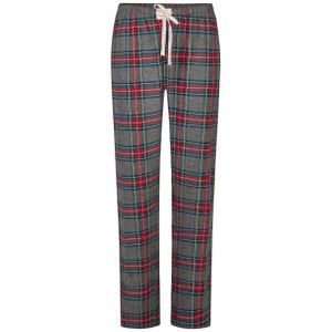 Happy Shorts Dames pyjama broek lang grijs/rood geruit flanel