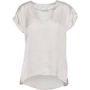 Top - Ecru - Geweven Stof - Ronde Hals - Dubbele Kapmouwtjes