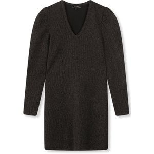 Refined Department Mira ladeis knitted lurex rib puff shoulder dress