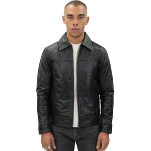 Heren - Leren Harrington Jas - Zwart - Shanghai
