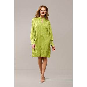 Abilene - Jurk - Groen - Met Stippenmotief - Lange Ballonmouwen