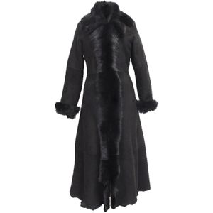 Dames - Toscana - Trenchcoat - Zwart - Schapenvacht