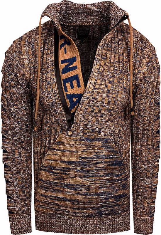 Rusty Neal - Chunky Trui - Grijs - Heren - 1/2 Rits met Hoge Hals