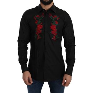 Dolce & Gabbana Elegante Bloemenborduursel Katoenen Overhemd voor Heren